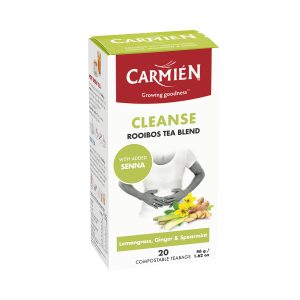 Enhance your detox with Carmién's Senna tea blend, designed for cleansing and digestion. Perfect for a natural detox, featuring lemongrass, ginger, and spearmint for a refreshing taste.