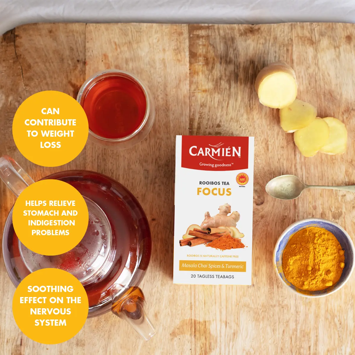 Focus with Masala Chai and Turmeric (20 Teabags) - Image 5