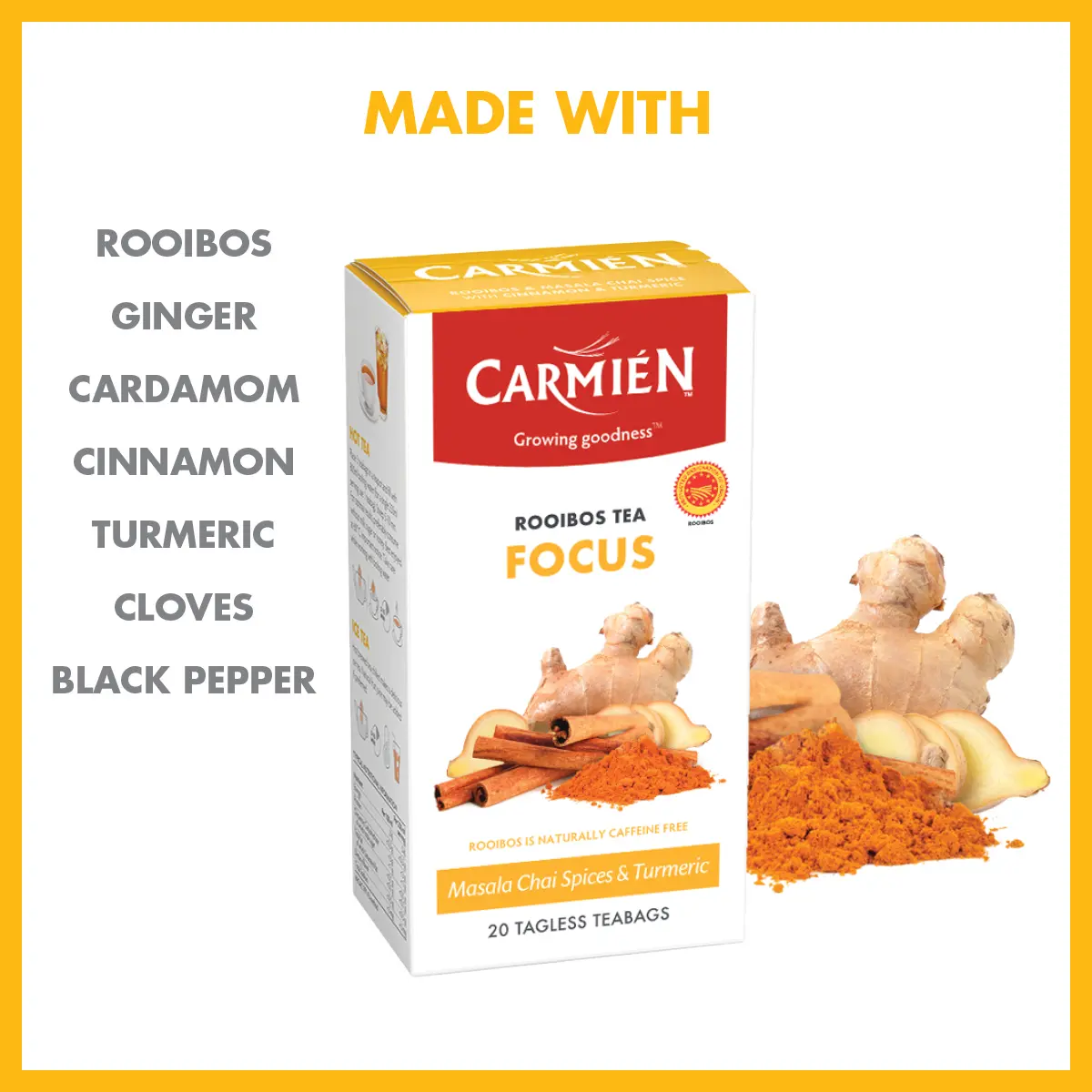 Focus with Masala Chai and Turmeric (20 Teabags) - Image 3