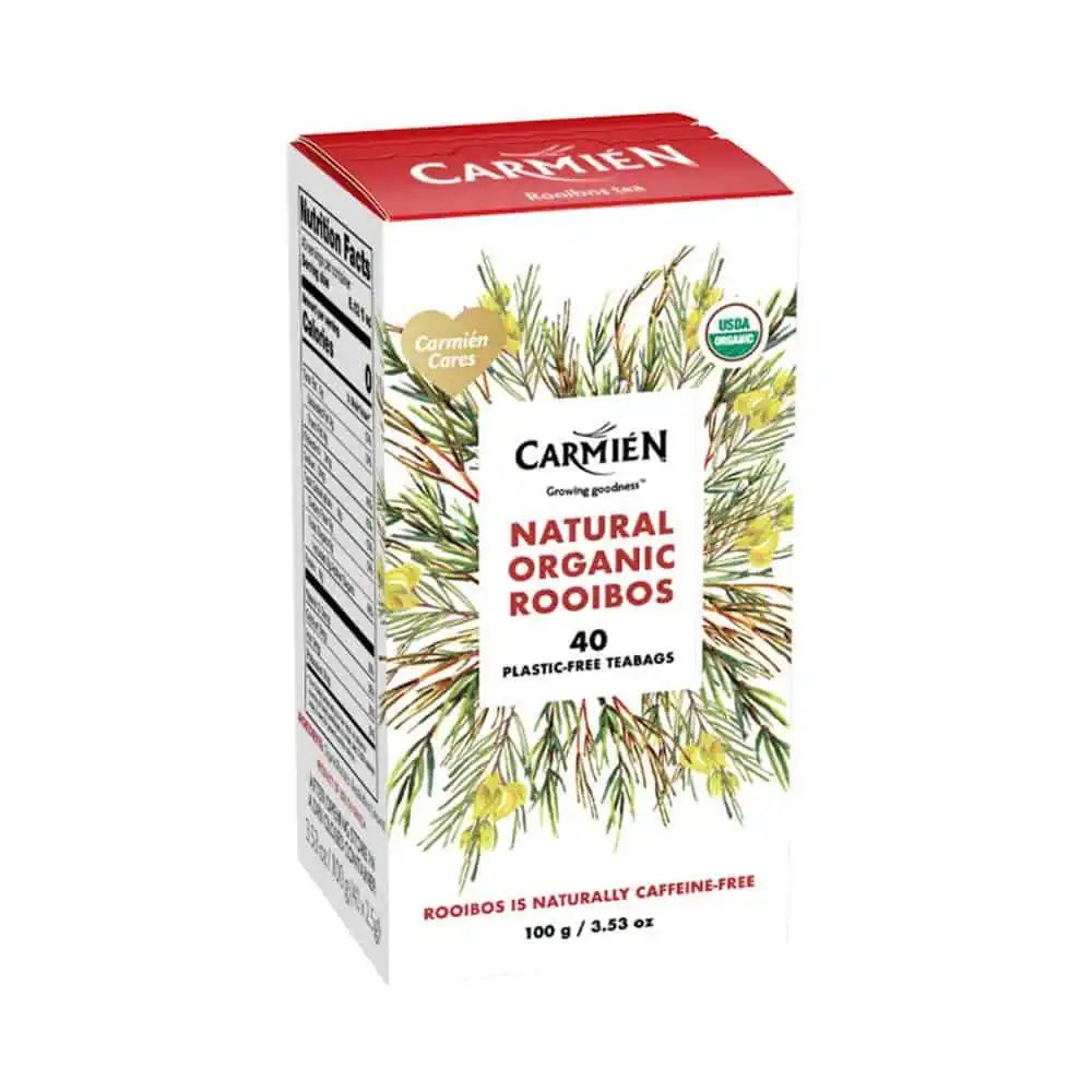 Rich Organic Rooibos Tea in Eco-Friendly Packaging.