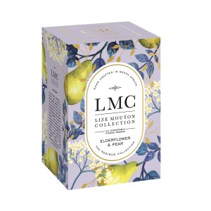 Delicious LMC Pear and Elderflower tea, crafted in South Africa, featuring natural pear and elderflower flavors, perfect for a refreshing tea experience.