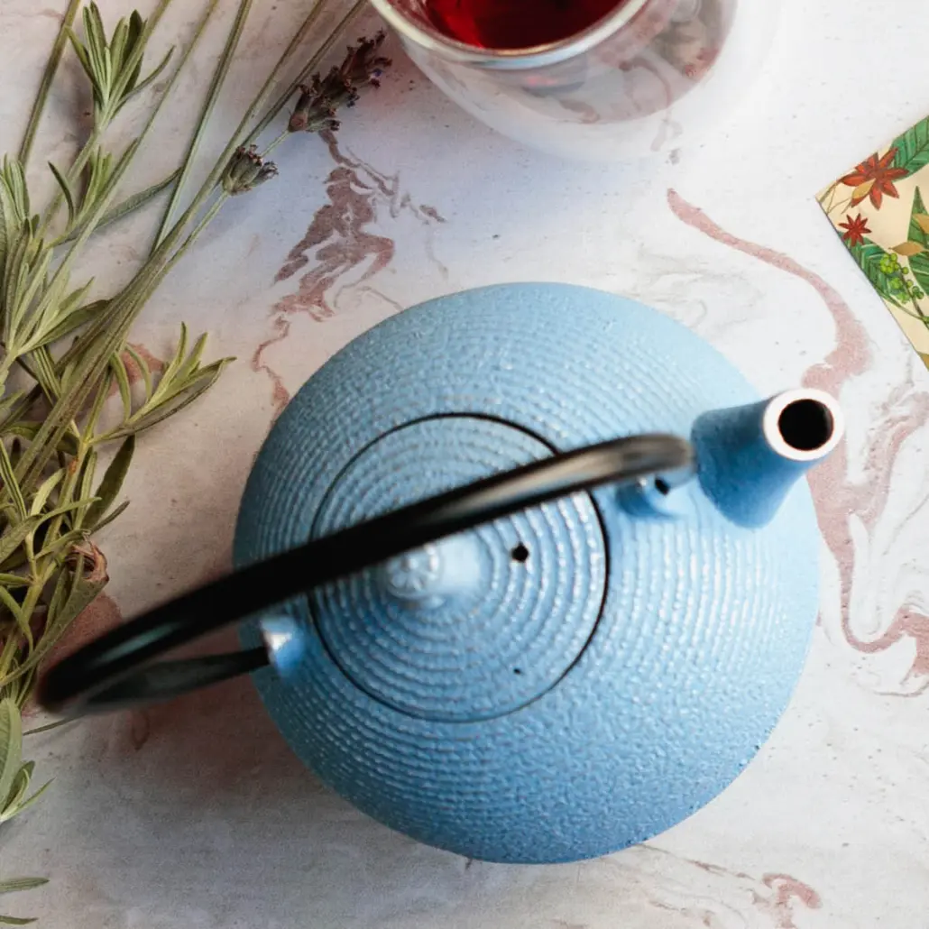 Cast Iron Teapot - Light Blue (700ml) - Image 3