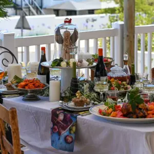 summer christmas feast setup on table