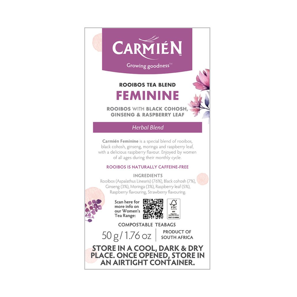 Carmién Feminine with Raspberry Leaf (20 Teabags) - Image 2