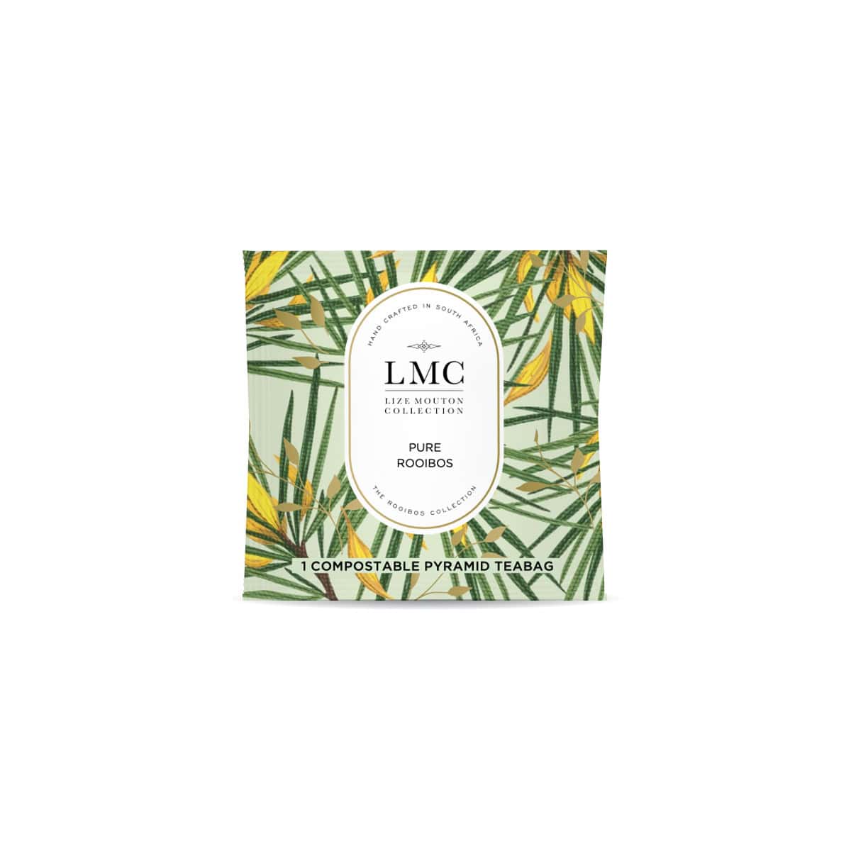 Organic Rooibos tea in compostable pyramid teabags, perfect for a healthy, eco-friendly beverage. Ideal for tea lovers seeking authentic South African rooibos flavor.