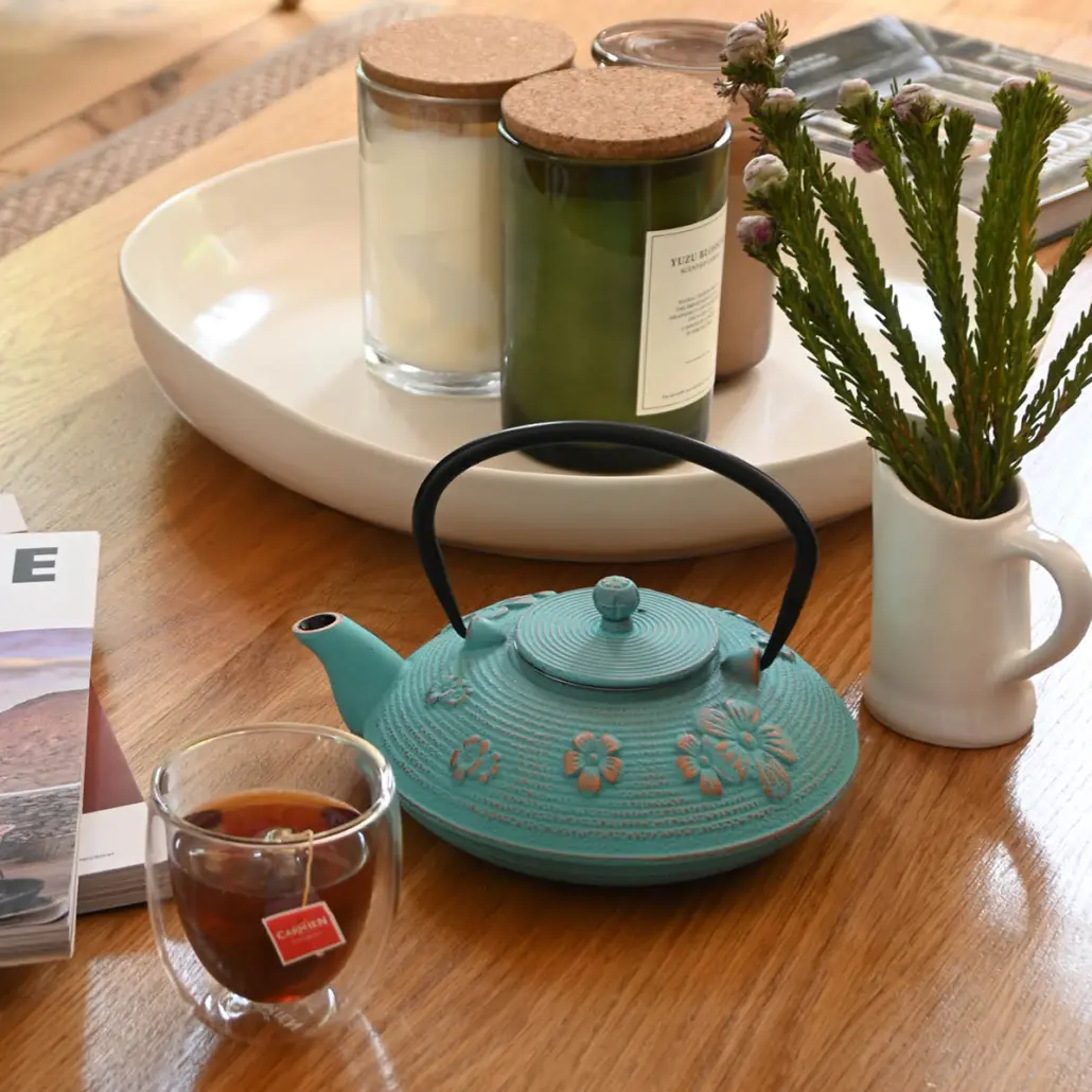 Cast Iron Teapot - Cyan (800ml) - Image 4