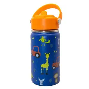 Colorful children's water bottle with animal and vehicle illustrations, ideal for promoting healthy hydration for kids. Durable, leak-proof, and perfect for school, outdoor adventures, or everyday use.