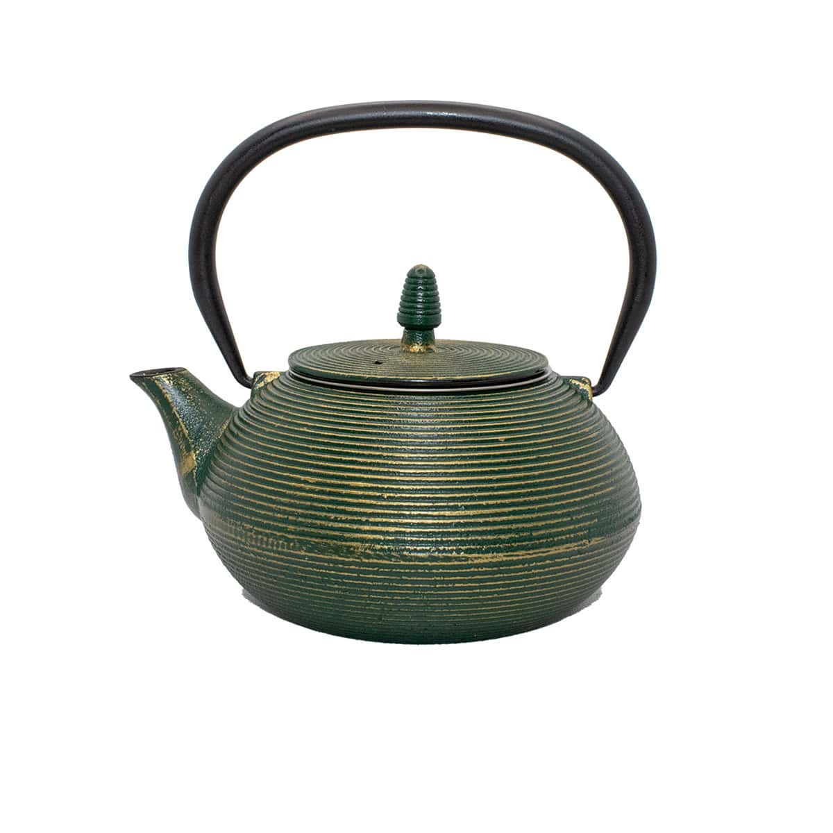 Handcrafted green cast iron teapot with a textured finish, perfect for brewing traditional Carmién tea and other herbal infusions. Durable and stylish for everyday use.