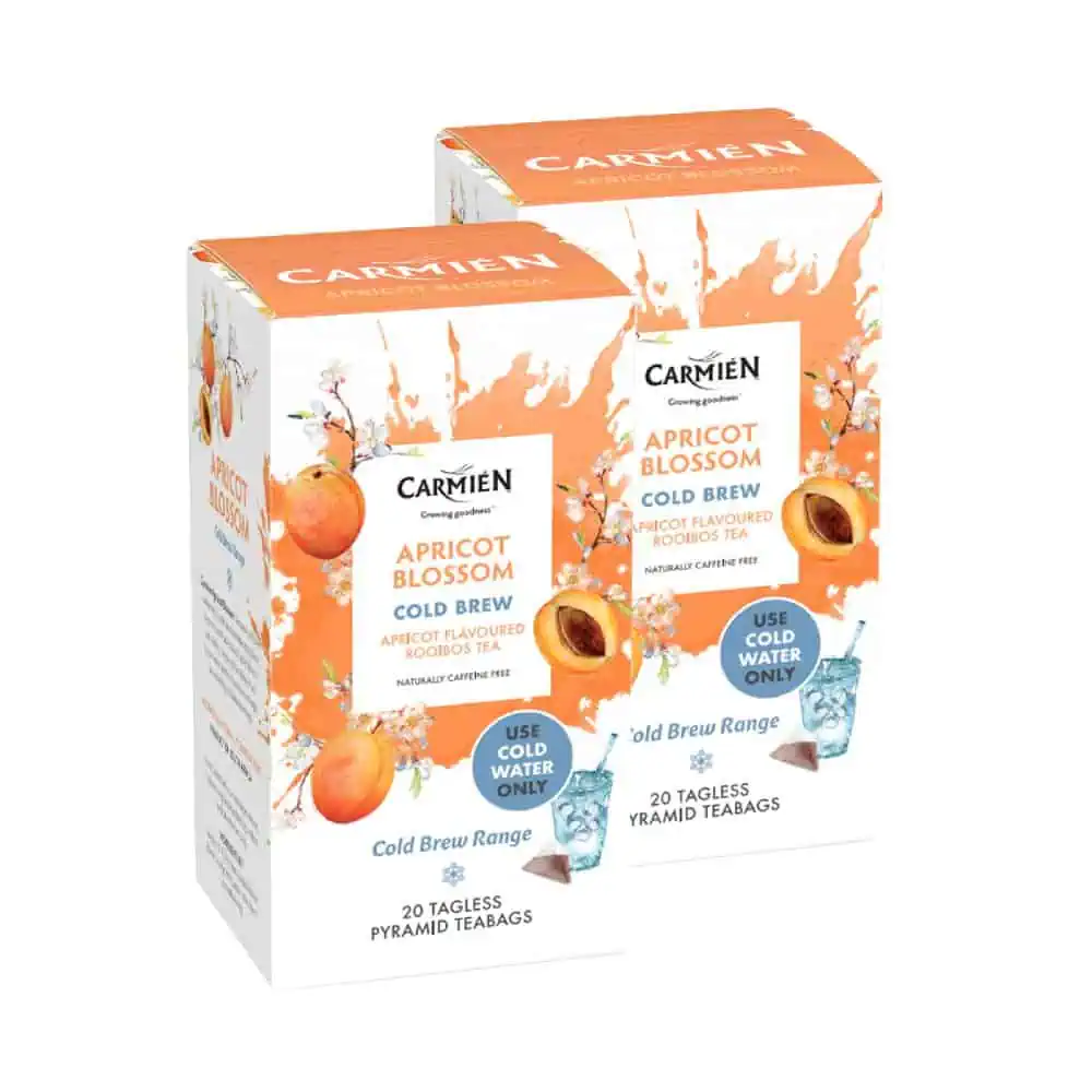 Apricot Blossom Cold Brew Rooibos Tea - 20 Tagless Pyramid Teabags.